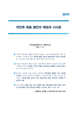 위안화 환율 불안의 배경과 시사점 위안화 환율 불안의 배경