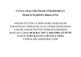 tuba kayan`a (38 no.lu ofis) - Uygulamalı Bilimler Y&uuml;ksekokulu