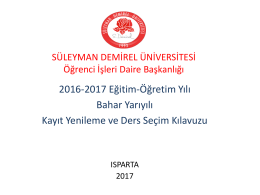 kayıt yenileme sunusu - SDÜ Öğrenci Bilgi Sistemi