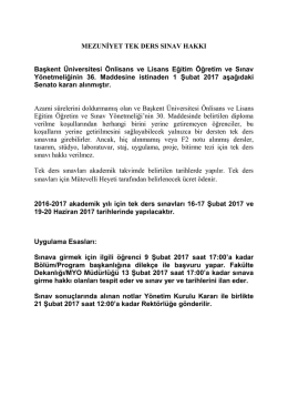 MEZUNİYET TEK DERS SINAV HAKKI Başkent &Uuml;niversitesi