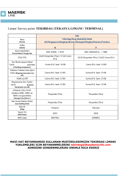 Liman/ Service point: TEKIRDAG (TEKASYA LIMANI