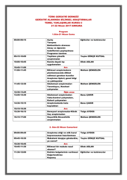 TÜRK GERİATRİ DERNEĞİ GERİATRİ ALANINDA BİLİMSEL