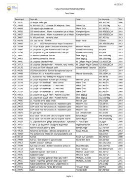 Demirbaş# Yazar Yayın Adı Tarih Yayın Listesi Yer Numarası 03.02