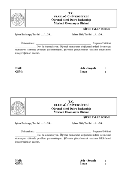 T.C. ULUDAĞ &Uuml;NĠVERSĠTESĠ &Ouml;ğrenci ĠĢleri Daire BaĢkanlığı