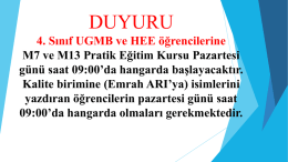 DUYURU UGMB ve HEE &ouml;ğrencilerinin, final haftasında Pratik