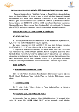 Tapu Ve Kadastro Genel Müdürlüğü Sözleşmeli Personel Alım İlanı