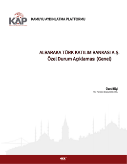 ALBARAKA TÜRK KATILIM BANKASI A.Ş. Özel Durum Açıklaması
