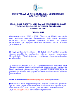 2017 öğretim yılı bahar yarıyılında kayıt yenileme