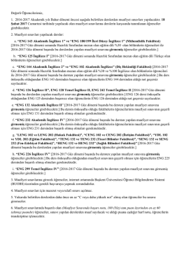 İngilizce Bahar D&ouml;nemi Muafiyet Sınavları