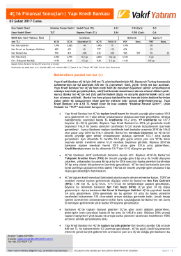 4Ç16 Finansal Sonuçları| Yapı Kredi Bankası