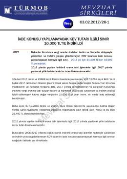 İade Konusu Yapılamayacak KDV Tutarı ile İlgili Sınır 10.000 TL`ye