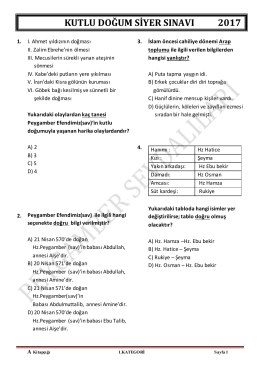 1.Kategori (4.5.sınıf) A Kitapçığı