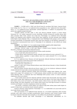 (Sıra No: 5)`nde Değişiklik Yapılmasına İlişkin Tebliğ (Sıra No