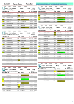 Bursa Yarış Bülten ( 30 Ocak 2017 )