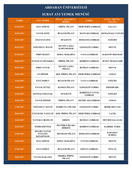 Şubat Ayı Yemek Men&uuml;s&uuml;