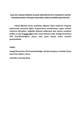 &Ouml;YP Lisans&uuml;st&uuml; Eğitim Kontenjanları (2017 Bahar)