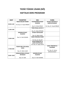 TEZSİZ YÜKSEK LİSANS (NÖ) HAFTALIK DERS PROGRAMI