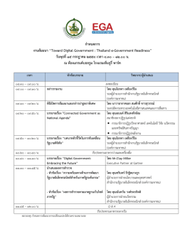 กำหนดกำร งำนสัมมนำ “Toward Digital Government : Thailand e