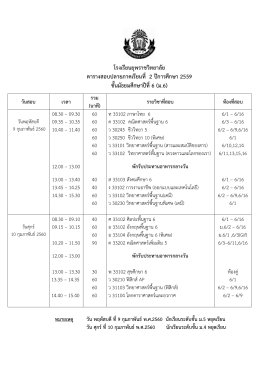 โรงเรียนยุพราชวิทยาลัย ตารางสอบปลายภาคเรียน