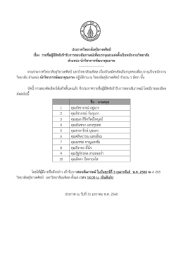 ประกาศวิทยาลัยดุริยางคศิลป์ เรื่อง รายชื่อผู้มีสิทธิเข้ารับการสอบสัมภาษณ์