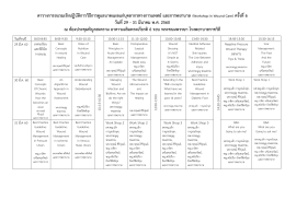 ตารางการอบรมเชิงปฏิบัติการวิธีการดูแลบาดแผ