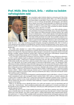 Prof. MUDr. Otto Sch&uuml;ck, DrSc. &ndash; st&aacute;lice na česk&eacute;m nefrologick&eacute;m