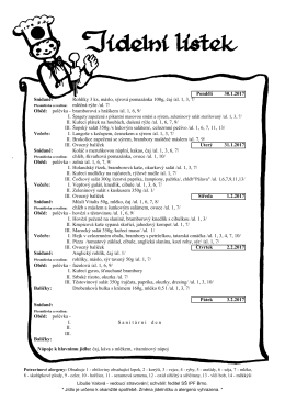 Ponděl&iacute; 30.1.2017 Sn&iacute;daně: Oběd: pol&eacute;vka