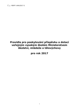 Pravidla pro poskytování příspěvku a dotací veřejným