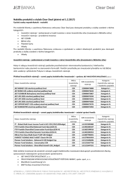 Nabídka produktů a služeb Clear Deal (platná od 1.2.2017)