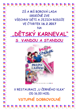 16.02. 2017 Dětsk&yacute; karneval