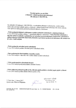 Výroční zpráva za r. 2016