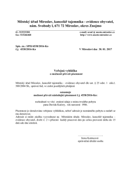 Veřejná vyhláška o možnosti převzít písemnost