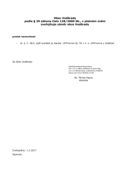 Obec Voděrady podle &sect; 39 z&aacute;kona č&iacute;slo 128/2000 Sb., v platn&eacute;m