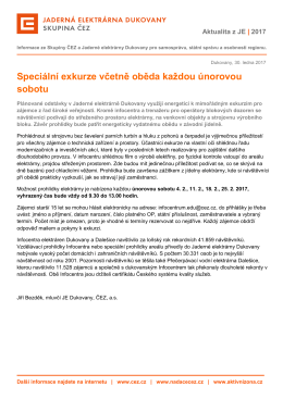 Speci&aacute;ln&iacute; exkurze včetně oběda každou &uacute;norovou sobotu