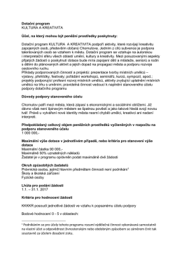Dotačn&iacute; program KULTURA A KREATIVITA &Uacute;čel, na kter&yacute; mohou b&yacute;t