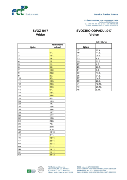 Pl&aacute;n svozu odpadu na rok 2017