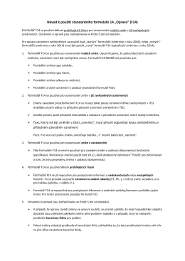 Návod k použití standardního formuláře 14 „Oprava“ (F14)