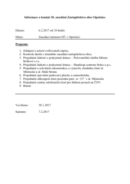 Informace o konání 18. zasedání Zastupitelstva obce Opočnice
