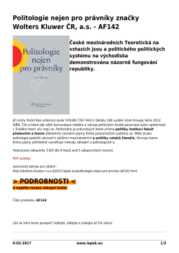 Politologie nejen pro právníky značky Wolters Kluwer ČR, as