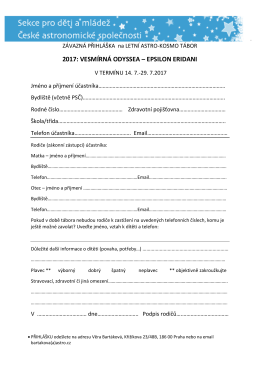 2017: VESMÍRNÁ ODYSSEA – EPSILON ERIDANI