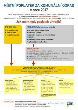 Platba poplatku za komunální odpad ve statutárním městě Zlíně v