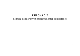 Příloha č. 2 - Seznam podpořených projektů Center kompetence