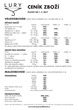 ceník zboží - lurysecondhand.cz – velkoobchod second hand Brno
