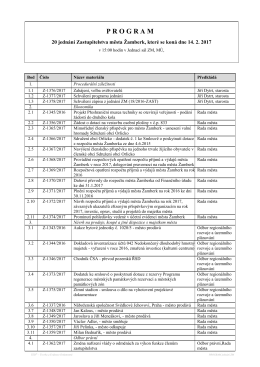PROGRAM jednání Zastupitelstva města Žamberk