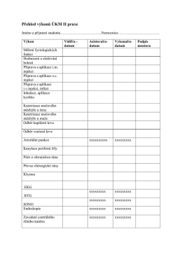 Přehled v&yacute;konů &Uacute;KM II praxe