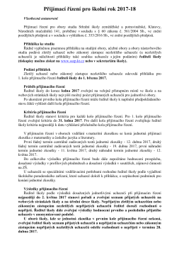 Přij&iacute;mac&iacute; ř&iacute;zen&iacute; pro &scaron;koln&iacute; rok 2017-18