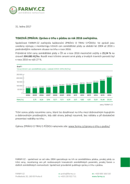 TISKOVÁ ZPRÁVA: Zpráva o trhu s půdou za rok 2016