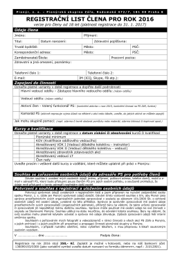 Registrační list na rok 2016 - verze pro vedoucí (tisk)