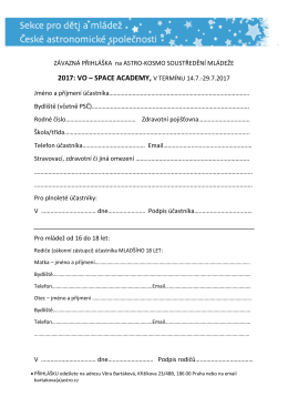 2017: VO – SPACE ACADEMY, V TERMÍNU 14.7.