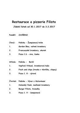 Restaurace a pizzerie Filisto Jídelní lístek od 30.1.2017 do 3.2.2017